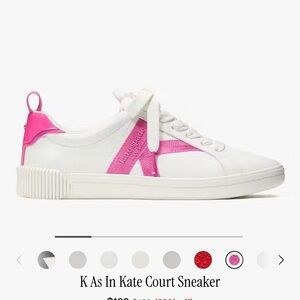 K as in Kate Court Sneaker Kate Spade *NEVER WORN *White and Pink Sneakers